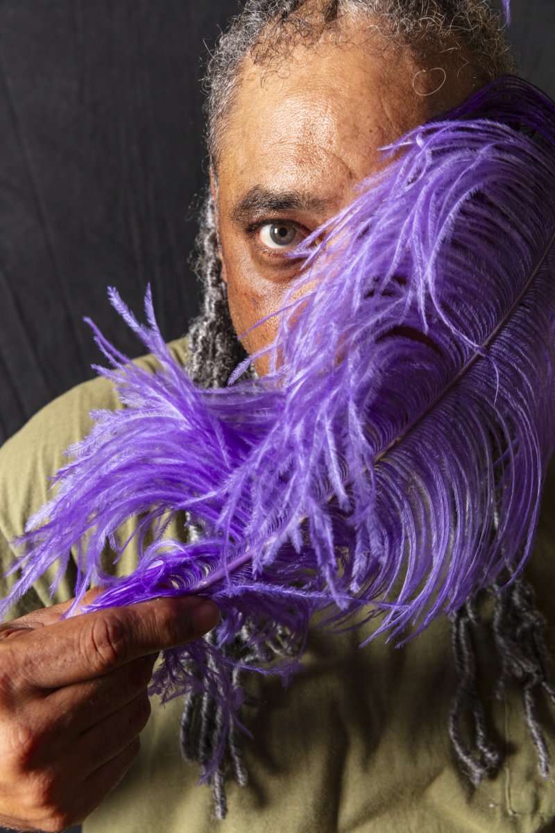Charles DuVernay with a purple feather. Photo by Cedric Angeles.