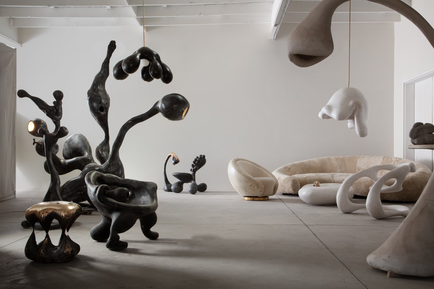 Furniture and illuminated sculptures by Rogan Gregory inside his Santa Monica, California, studio. Photo by Joe Kramm, courtesy of R & Company.