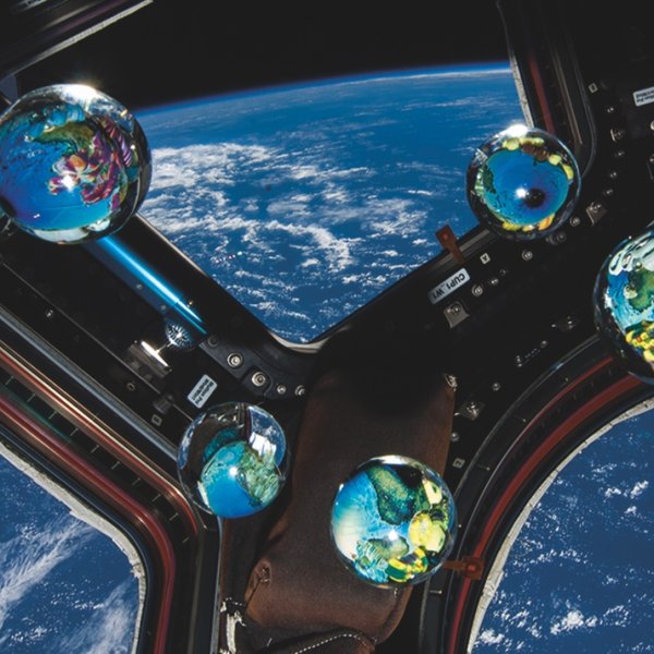 Simpson's glass planets floating in the International Space Station in 2001.