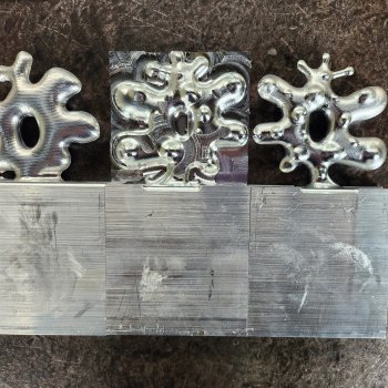 Flower prototypes made with a CNC milling machine.