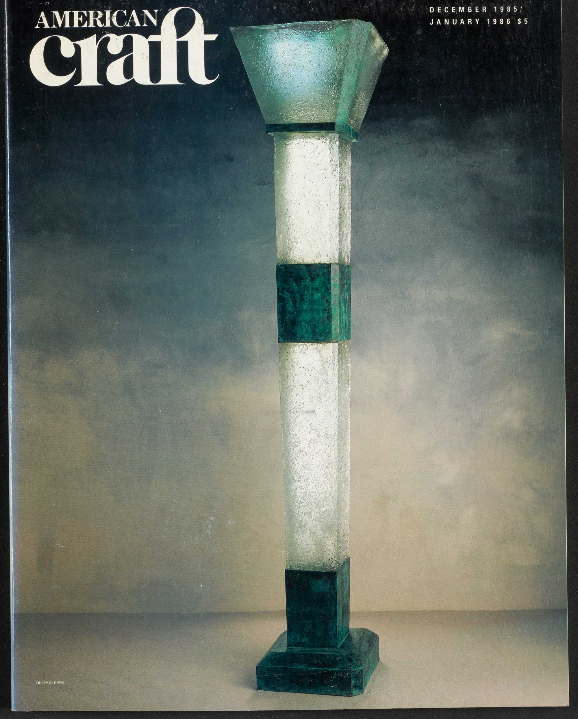 Column 22 by Howard Ben Tré on the cover of American Craft December 1985/January 1986
