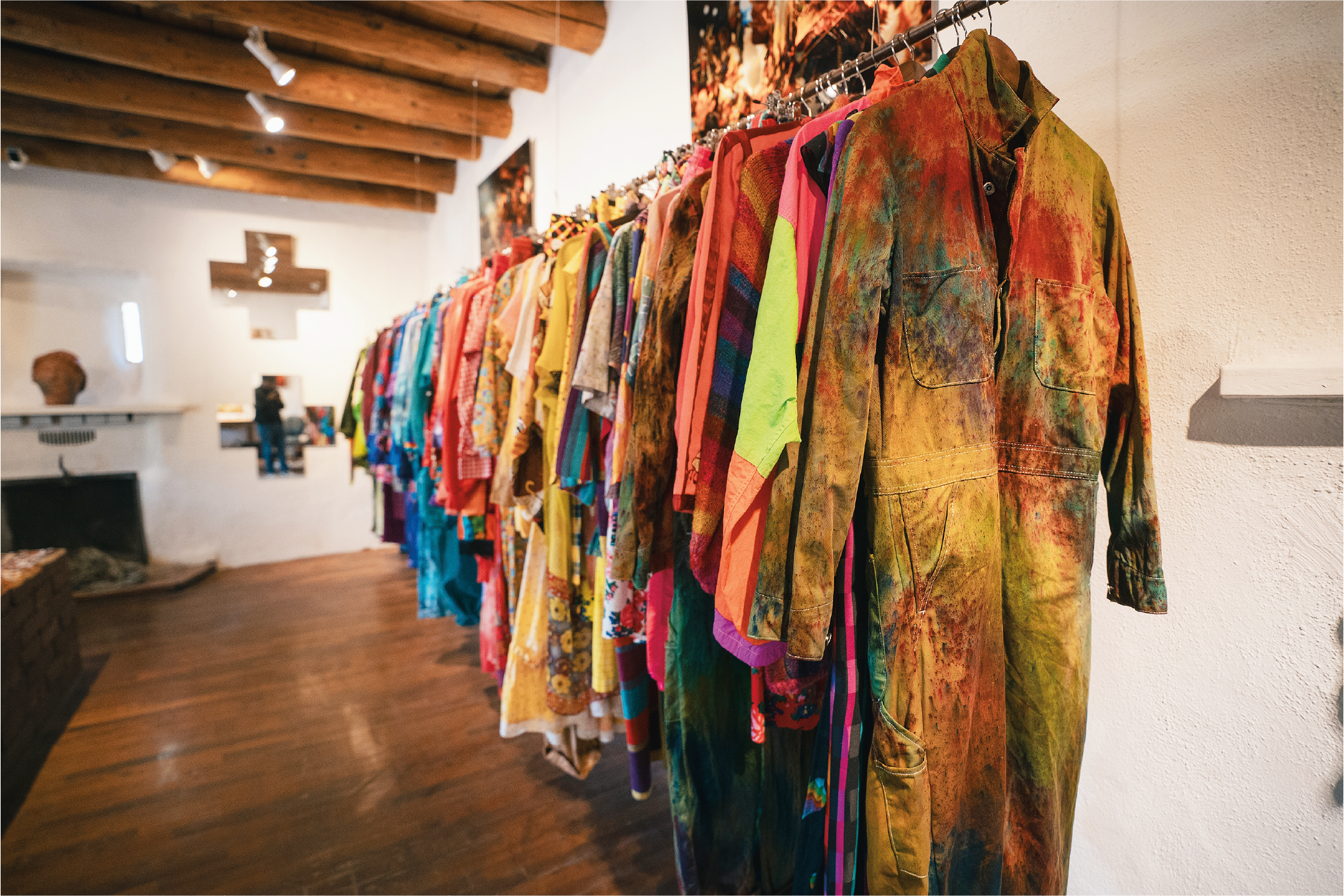 A view of upcycled and dyed clothing inside 4KINSHIP. Photos by Wade Adakai.
