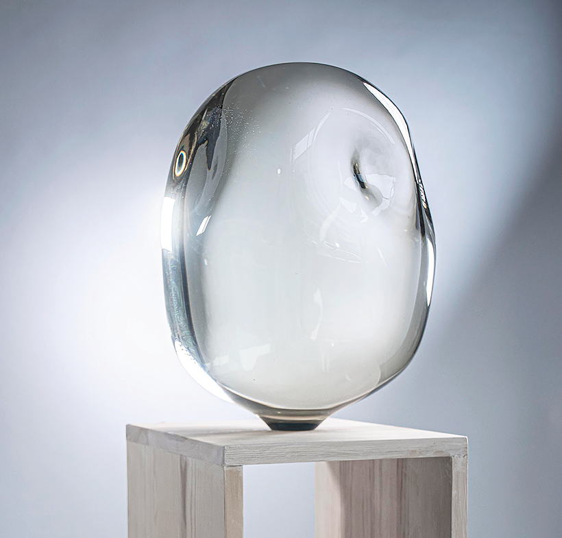  Andersson’s Light Vessel 15, 2019—made of blown glass and water—radiates a sense of calm, 14.5 x 10.25 in.