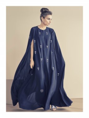 "Black Peacock" cape abaya for Shadow's Early Fall 2017