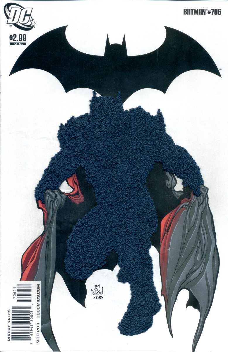 Sampler: Batman 706. 2012. Embroidery on comic book cover. Photography: Mark Newport.