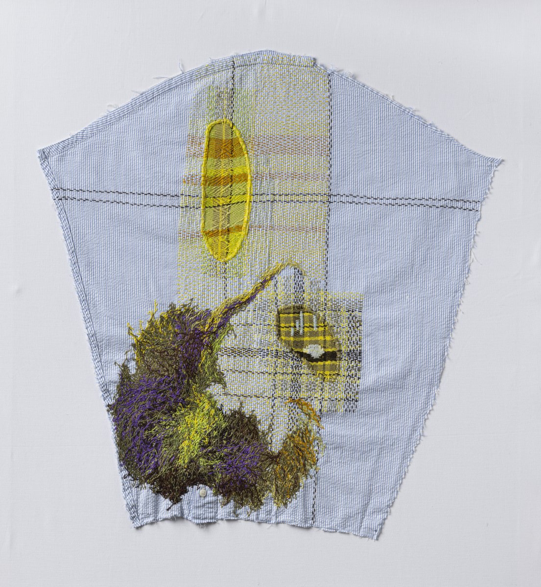 Sleeve 5. 2021. Cotton mending and embroidery in cotton and polyester. Photography: Tim Thayer.