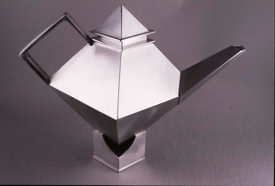 Teapot, 2002, pewter, 9 x 12 x 8 inches.