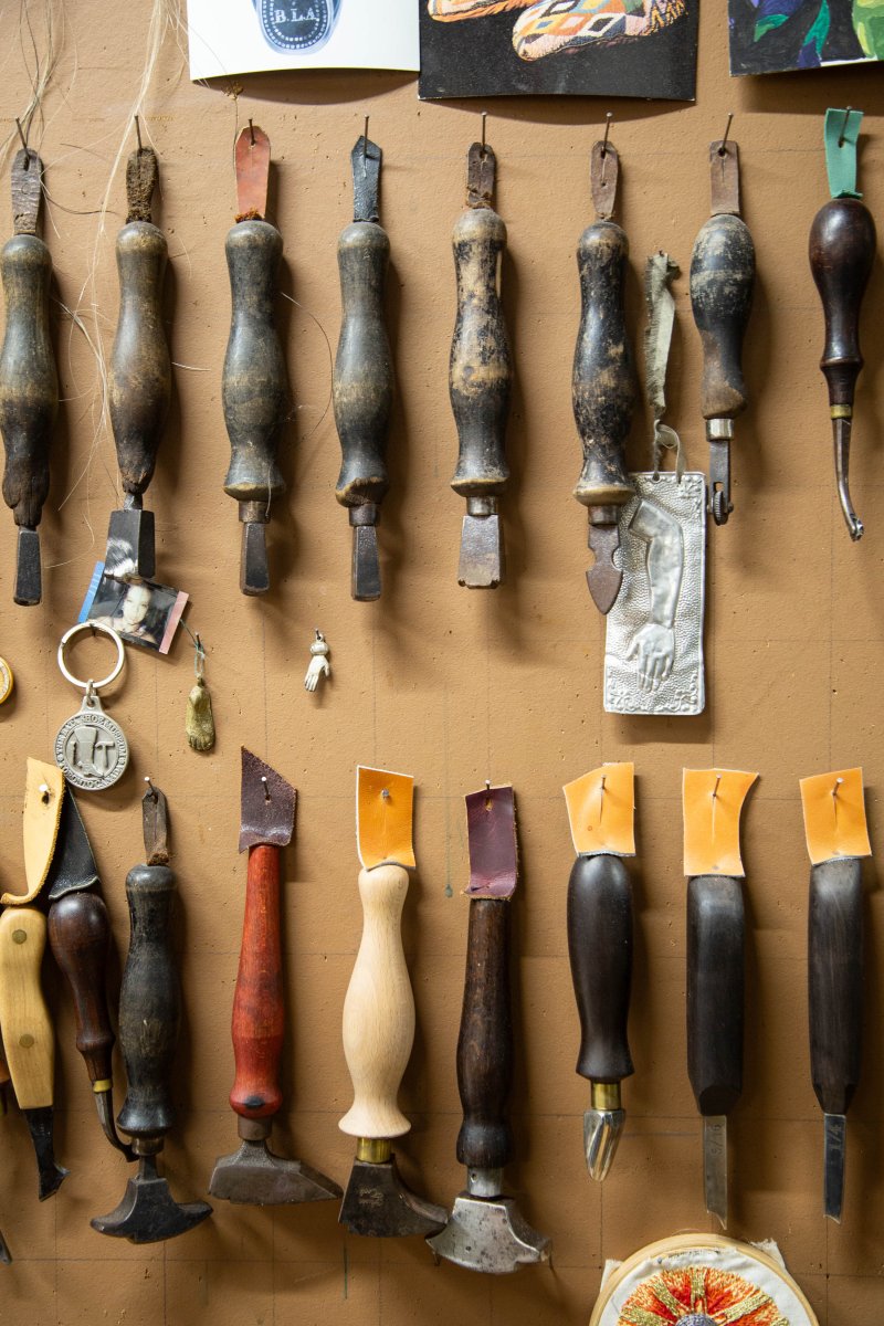 Keeping knives sharp is integral to good shoemaking. Photo by Dina Kantor.