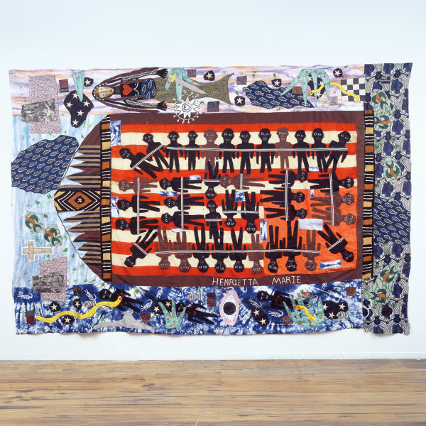 Slave Ship Henrietta Marie, 2007, recycled textiles, 120 x 156 in. Photo by Christopher Burke Studio. 