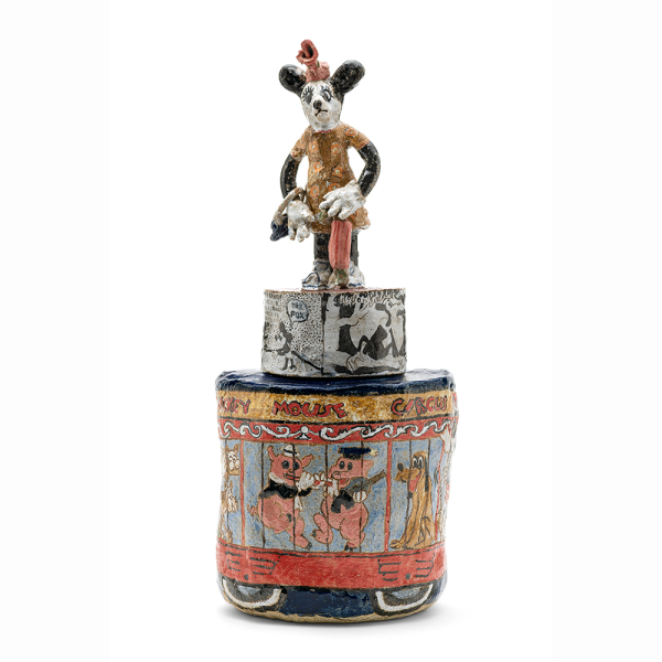 Magdalena Suarez Frimkess’s Mickey Mouse Circus Jar with Minnie Mouse Finial will appear at LACMA with other whimsical works from her long career. Photo © Museum Associates, Los Angeles County Museum of Art. 