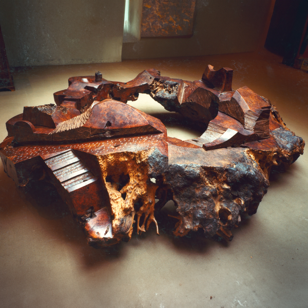 J.B. Blunk’s 1969 monumental redwood sculpture The Planet.