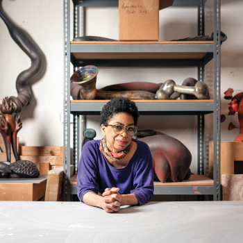 Syd Carpenter surrounded by her work in Philadelphia. Photo by Sahar Coston-Hardy.