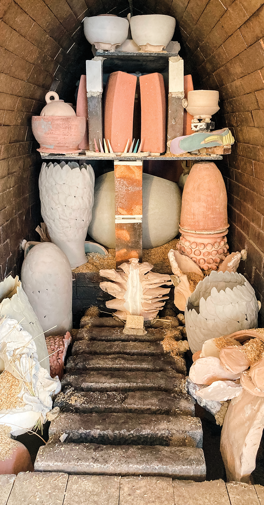 A loaded anagama kiln