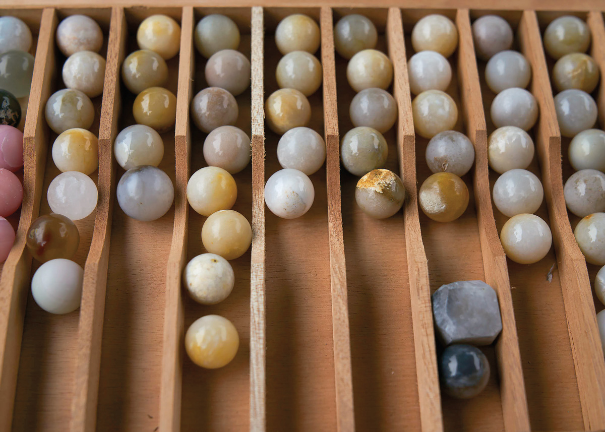 A display of Rolley Hole marbles