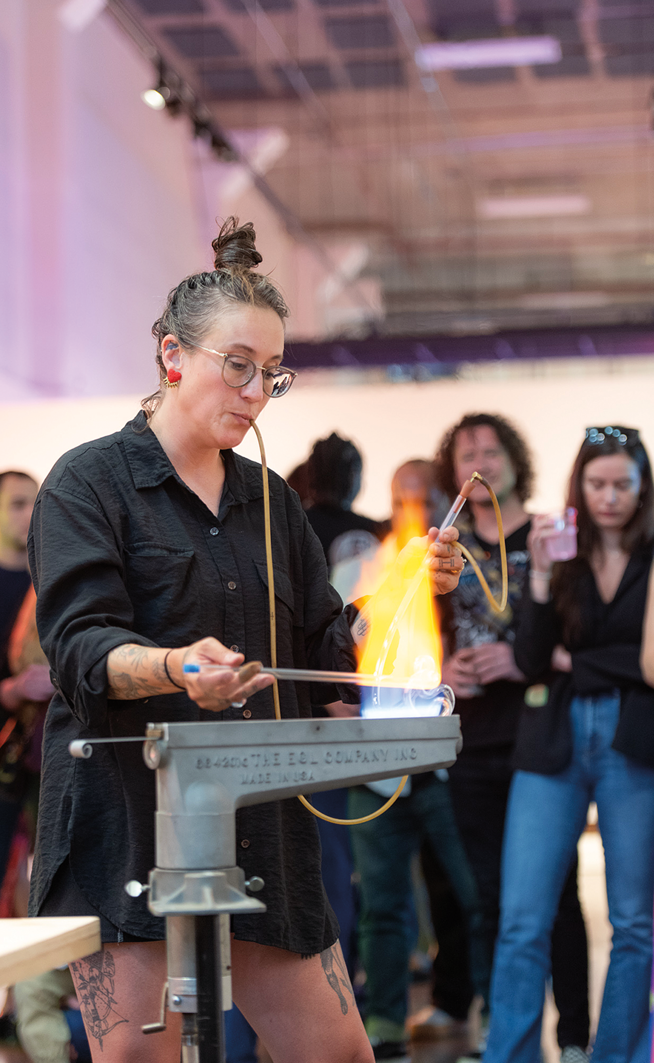Artist Meryl Pataky demonstrates tube bending