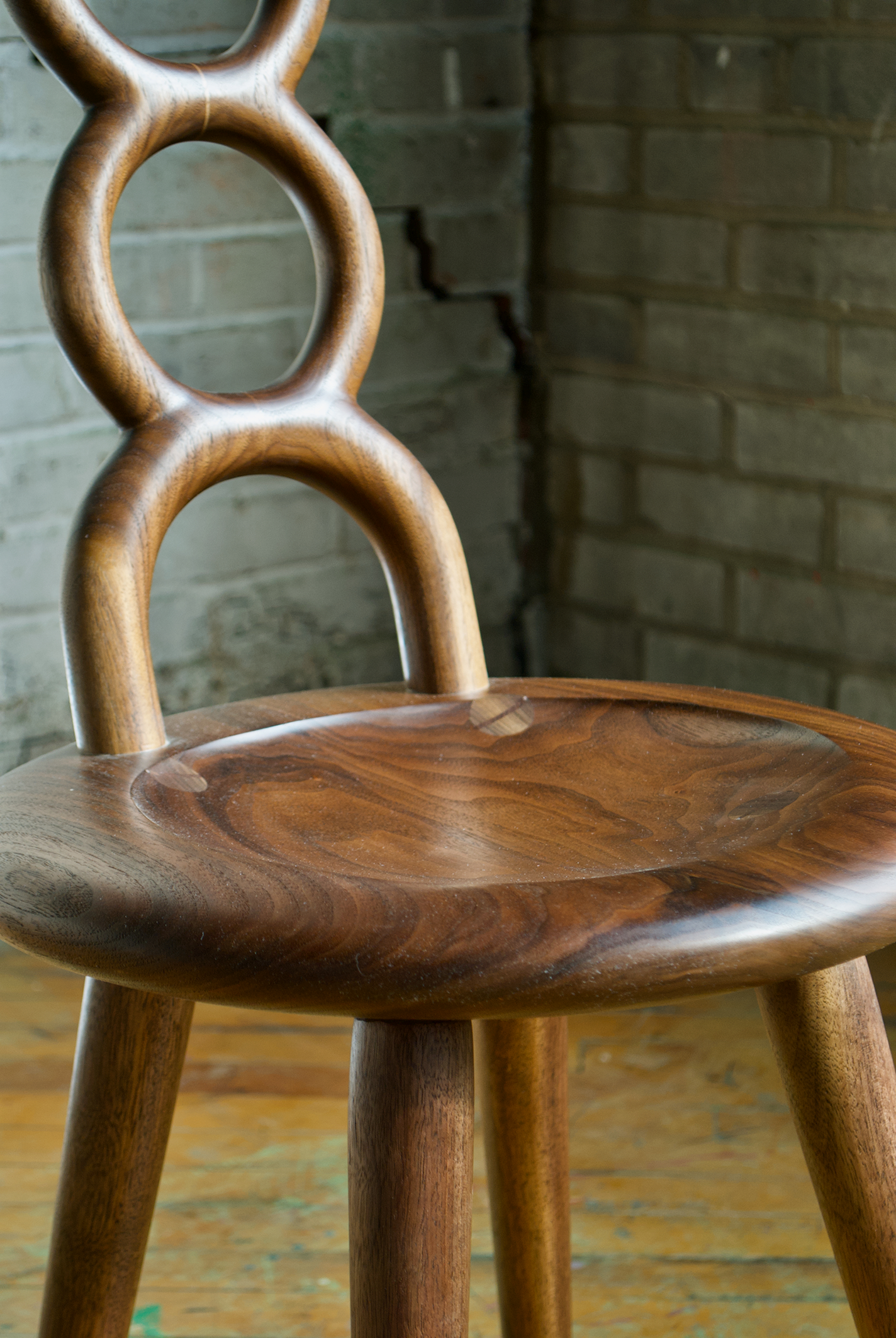 Sculptural walnut chair