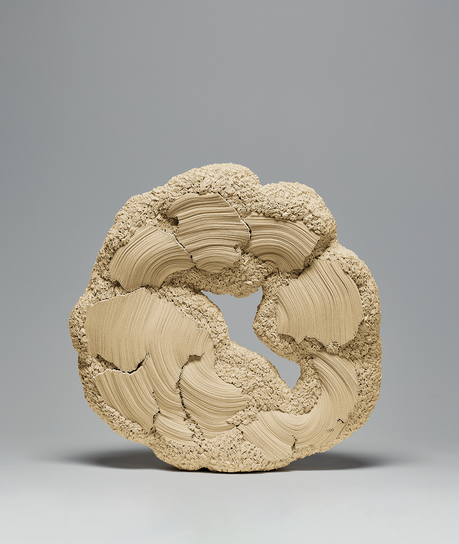 Intricately folded cotton sculpture