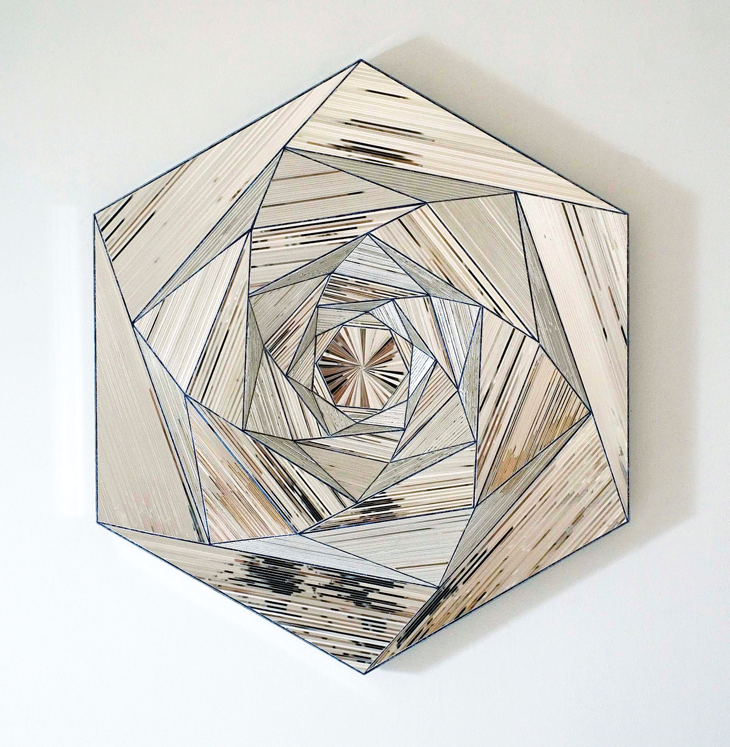 Hexagonal mosaic wall sculpture