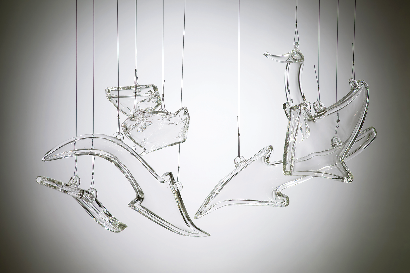 Chandelier incorporating graffiti-based arrow forms