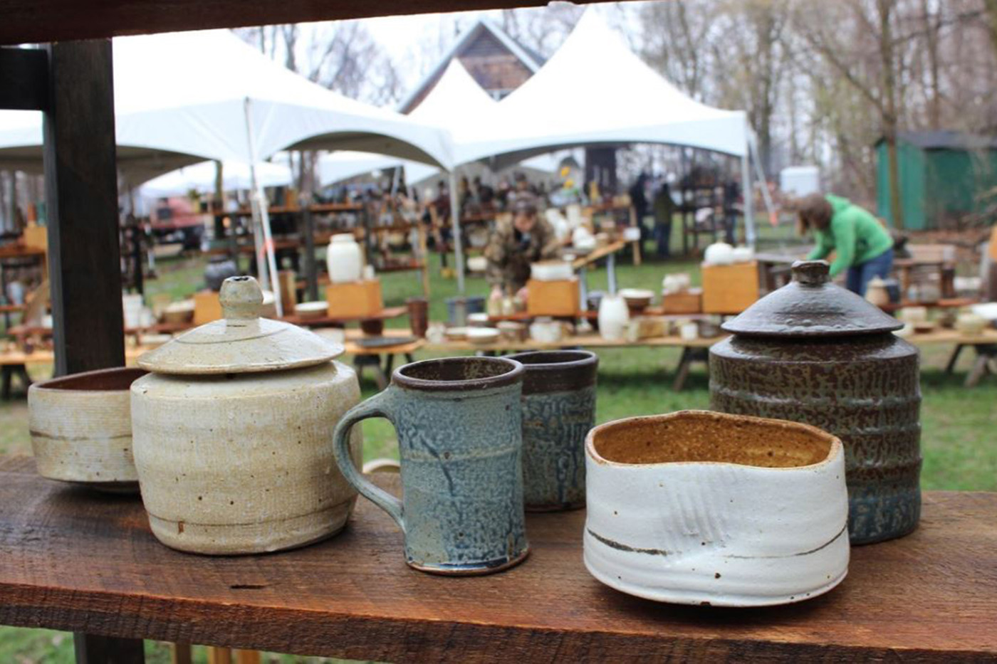 Ceramic vessels displayed at the St. Croix Valley Pottery Tour