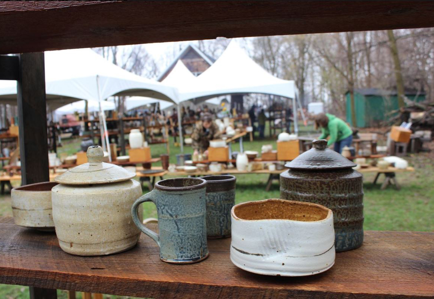 Ceramic vessels displayed at the St. Croix Valley Pottery Tour