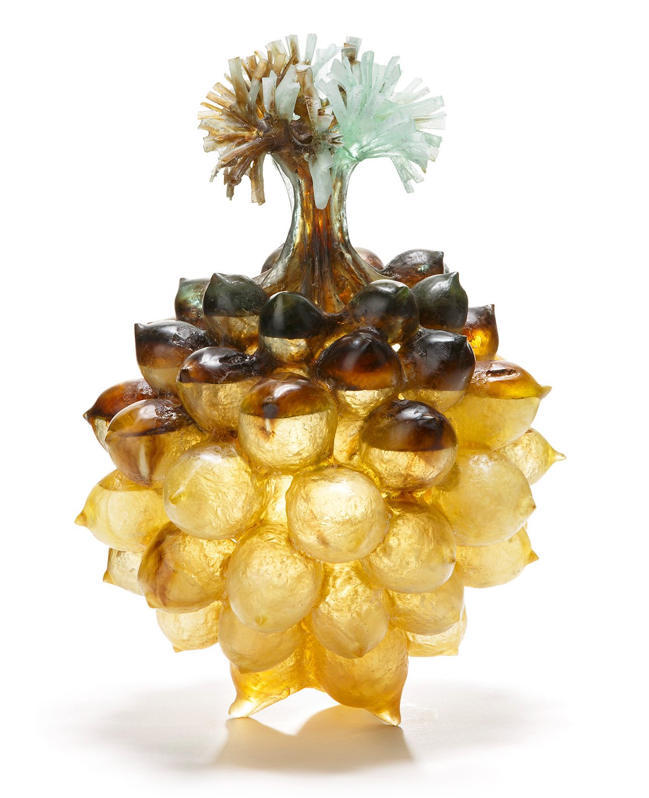 Bulbous cast-glass vessel