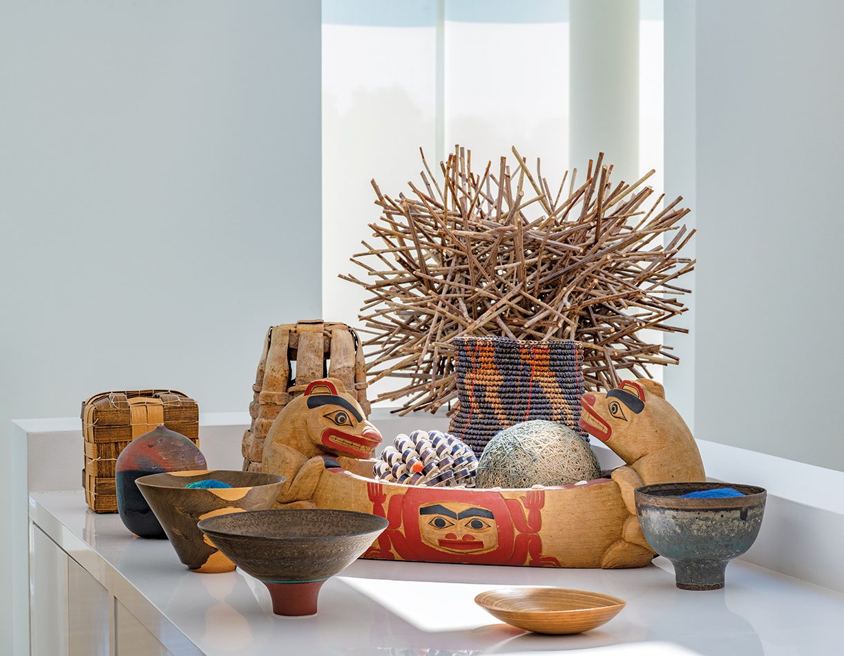 A collection of baskets and bowls.