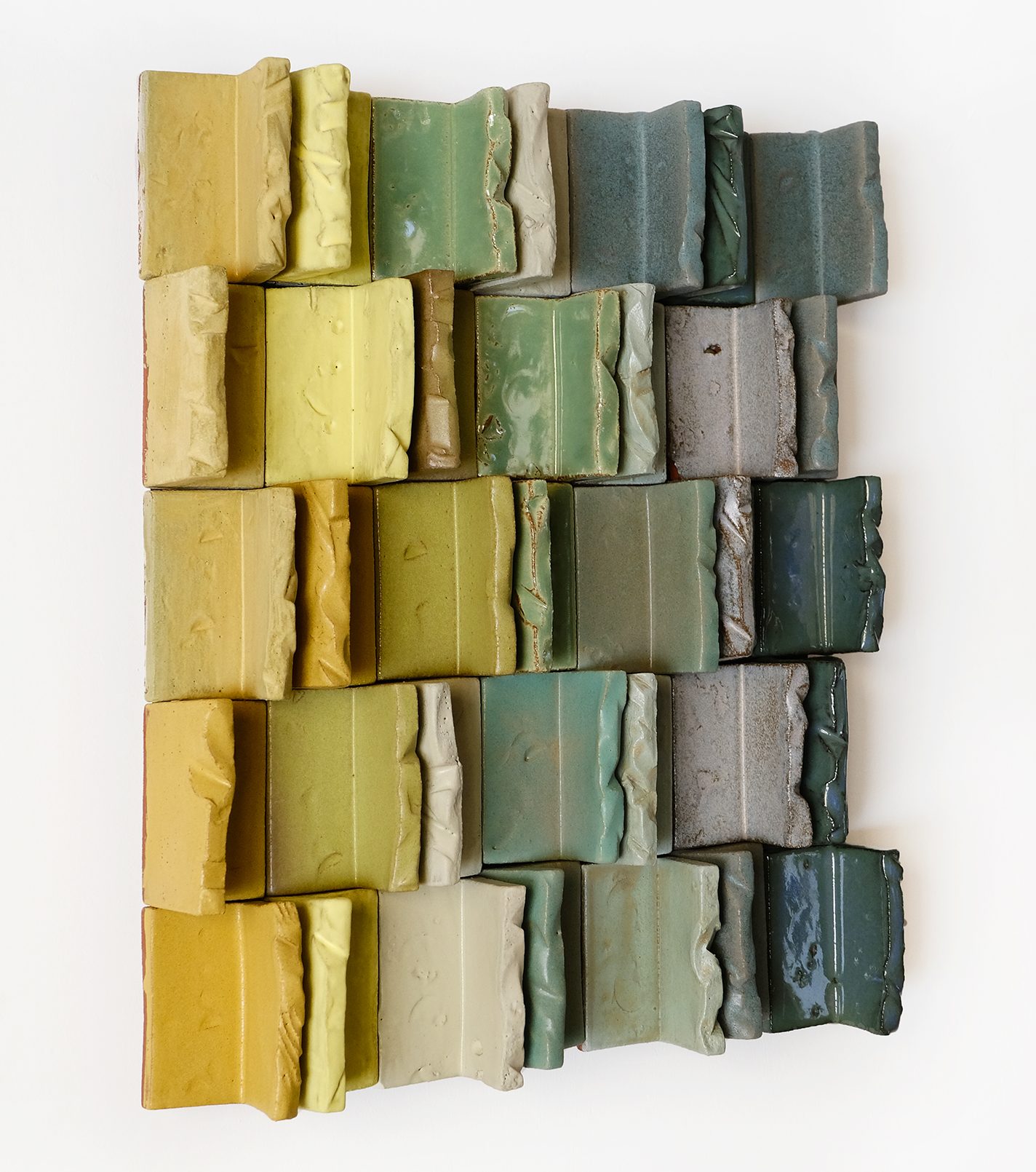 Wall piece made from glazed ceramic tiles