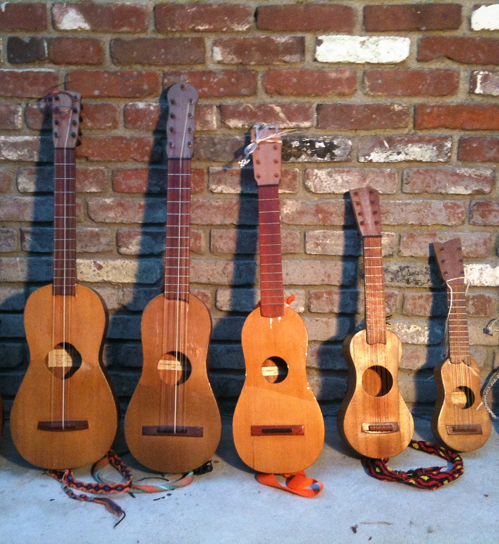 A band’s worth of finished son jarocho string instruments