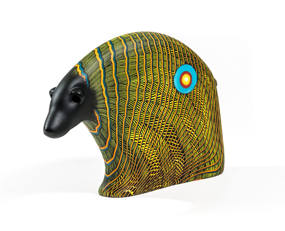 Finished hand-sculpted glass bear.