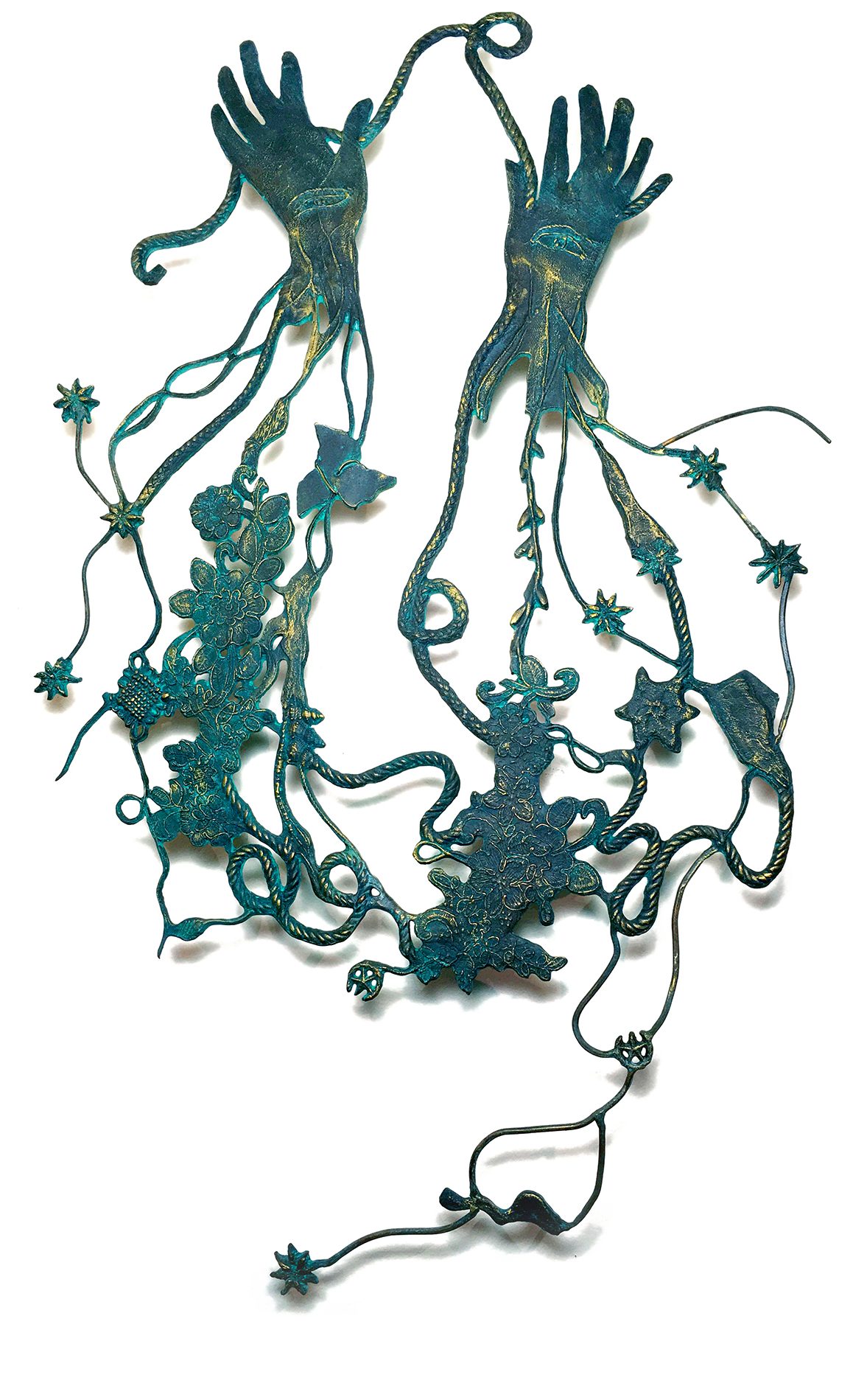 Cast-bronze wall sculpture