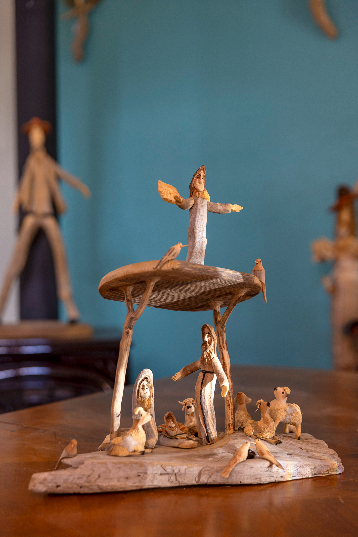 A nativity scene carved by Ortega.