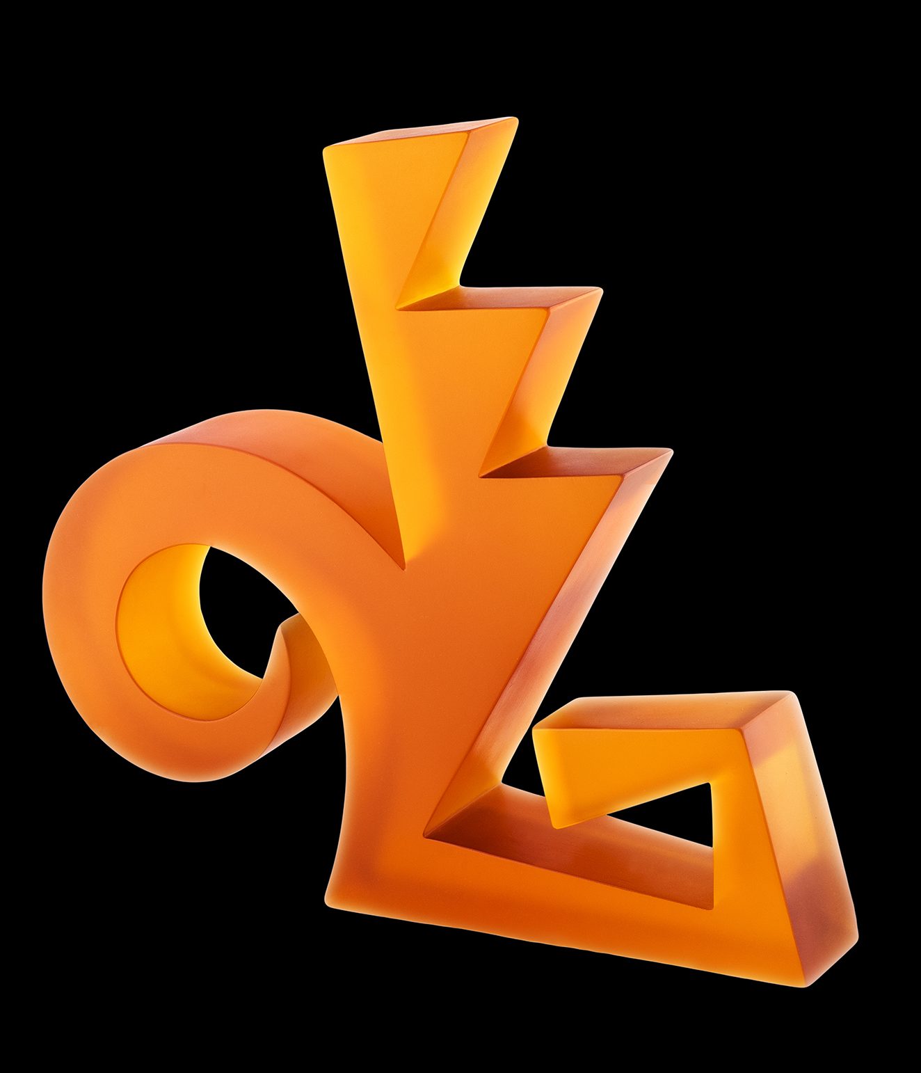 Vibrant orange cast lead crystal sculpture