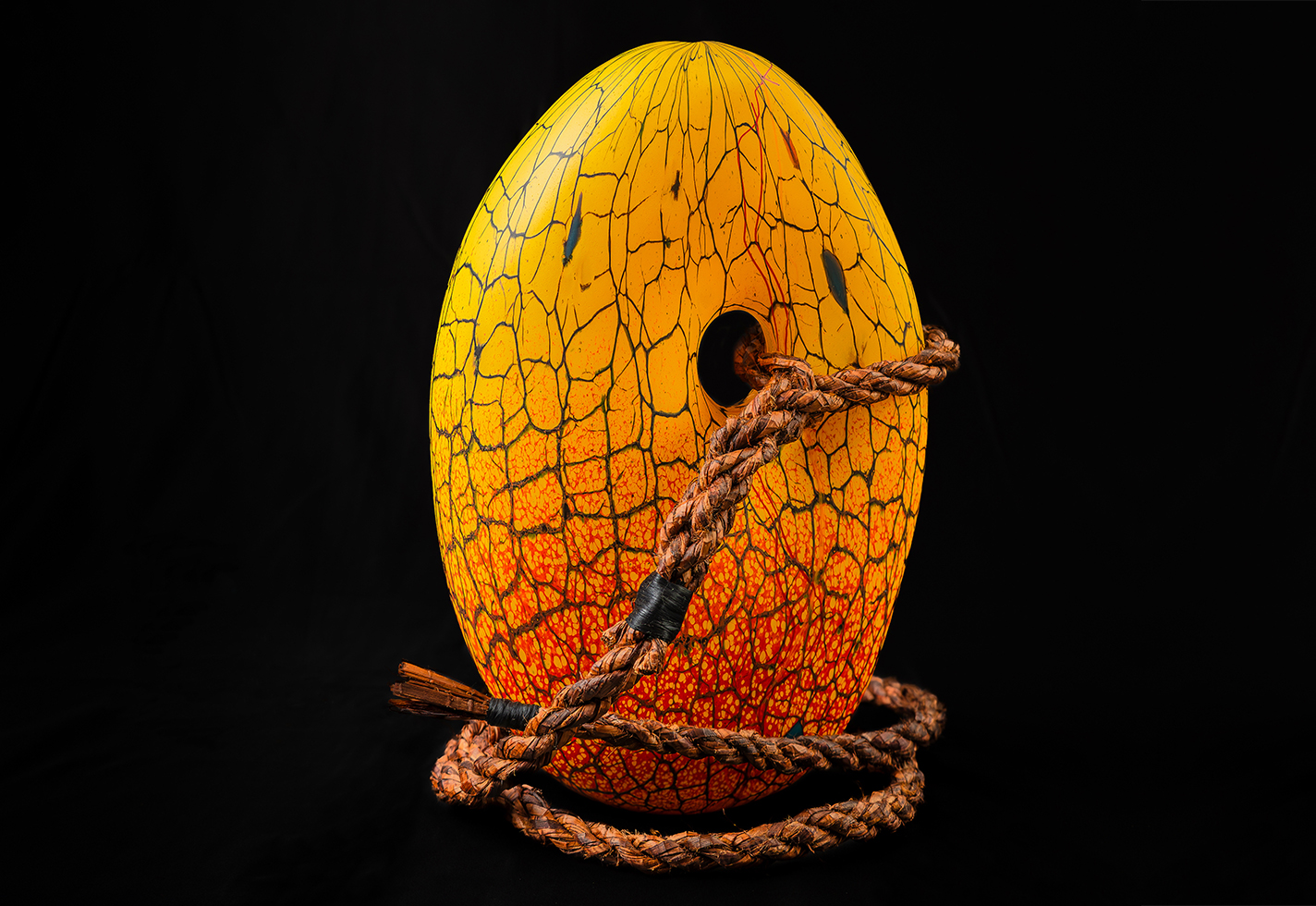 Blown-glass sculpture of a Lummi fishing anchor